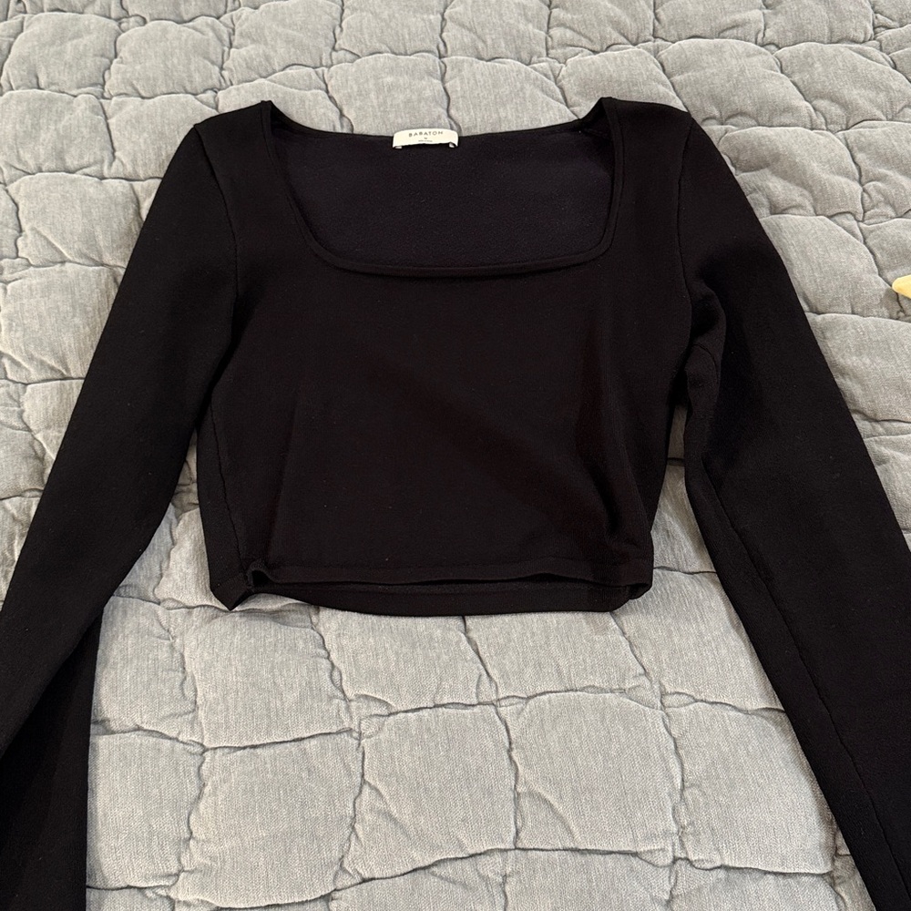 Babaton Black Long Sleeve square neck top